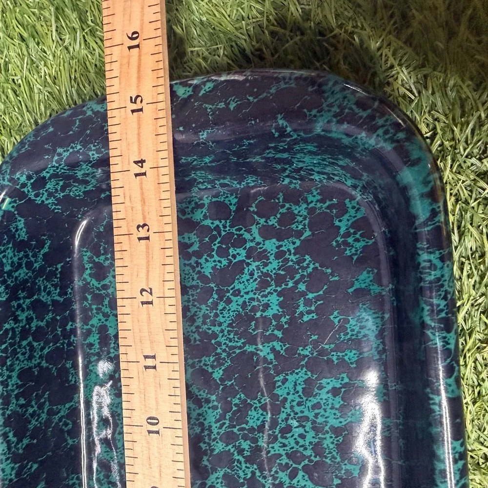 Bennington Potters Vermont Green Spongeware Rectangular Baker Dish 1183 Read